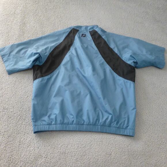 Footjoy FJ Jacket Mens Large Dryjoys 1/4 Zip Windbreaker Golf Blue Short Sleeve - Picture 2 of 10